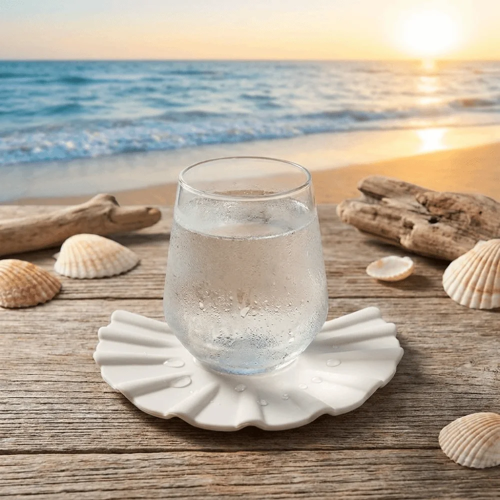 Decorative Heatproof Shell Shape Silicone Coaster Non-slip Drop-proof Table Mat Thickened Soft Placemat Bar Counter