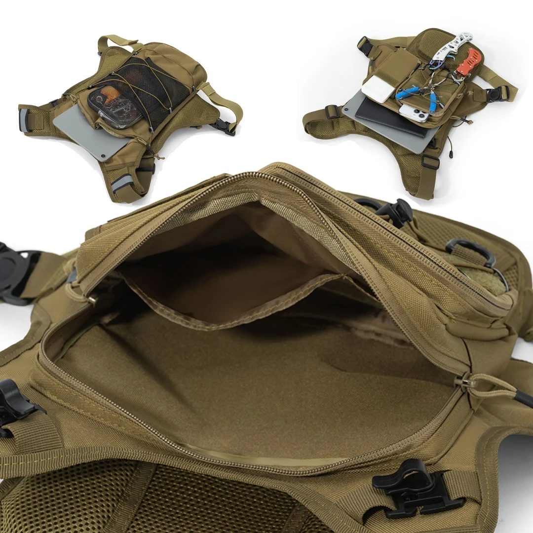 Chaleco Táctico Multifuncional con Bolsillo para el Pecho para Hombre, Mochila de Hidratación con Soporte para Equipo, Bolsa para Correr, Ciclismo, Senderismo y Maratón