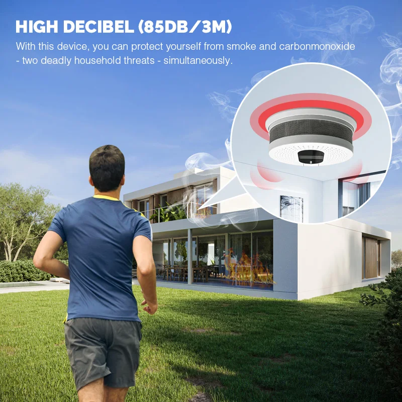 2 in 1 Smoke and Carbon Monoxide Detector,Security Protection,	 Fire Alarm,LCD Display,10-year Smoke Sensor,Low Battery Warning