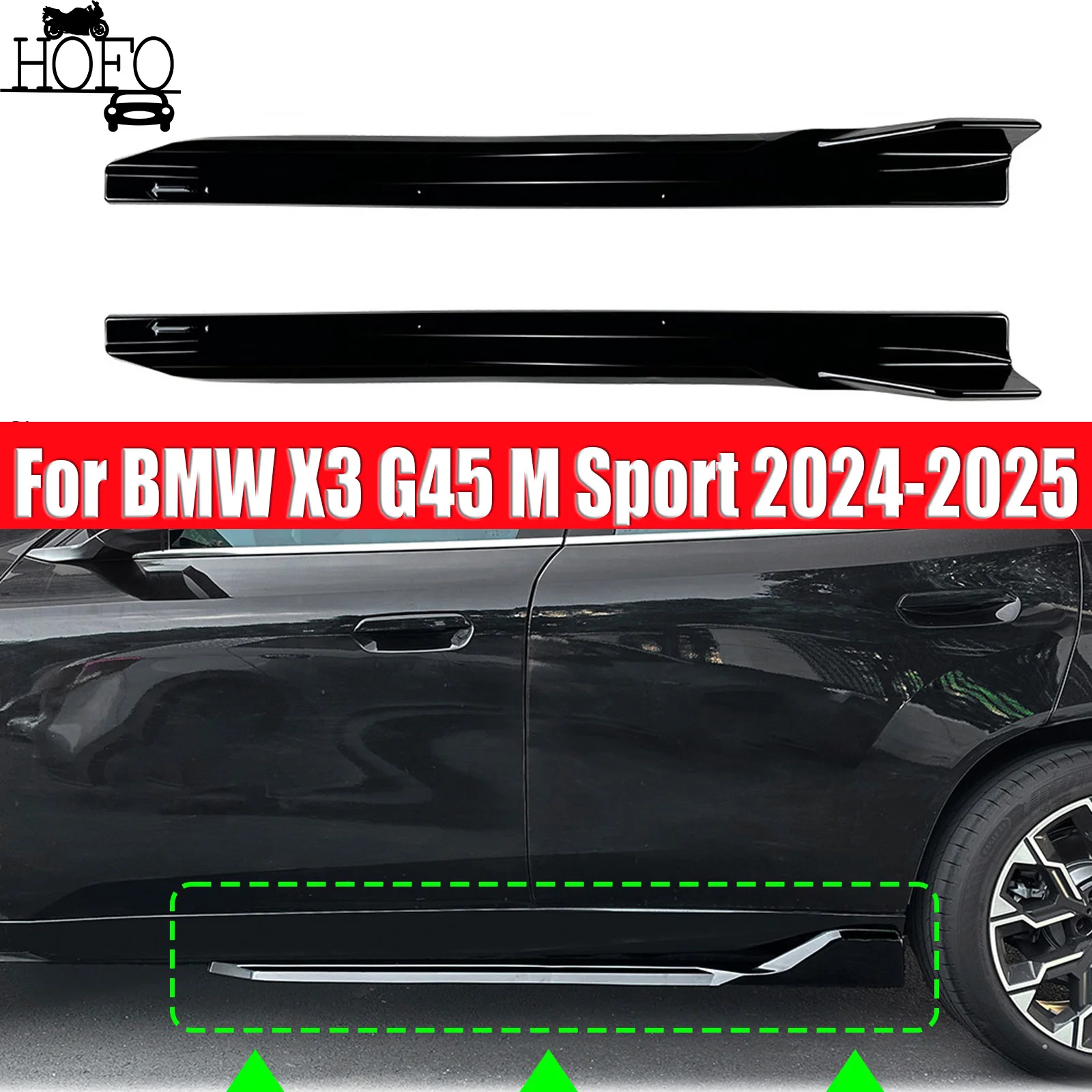 

For BMW X3 G45 M Sport 2024-2025 Car Side Skirt Bumper Spoiler Splitter Protector Side Skirt Extension Bumper Lip