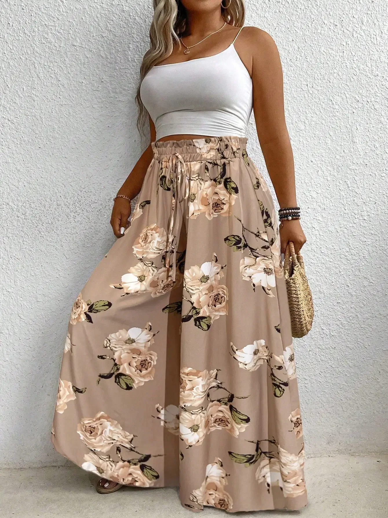 

Women's Plus Size Simple Daily Flower Printed Pants Fall Cloth For Women