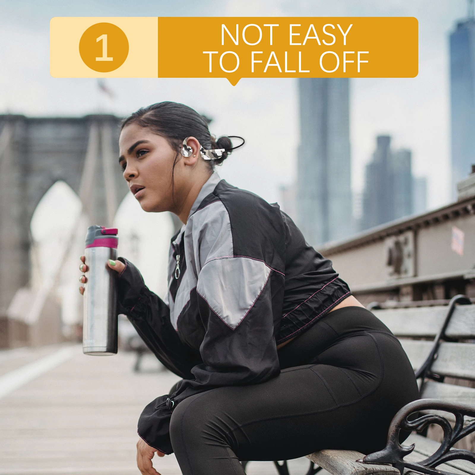 

Wireless Bone Conduction Earphones For Sports Gym Fitness Hd Sound Long Display Comfort Fit Over Ear Headset