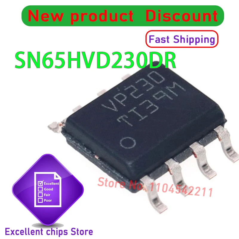 Original SN65HVD230 SN65HVD230DR VP230 SOP-8 Chipset 100% New and Genuine In Stock 10pcs/lot