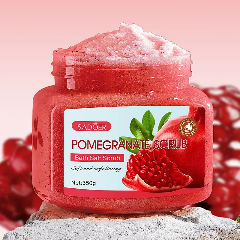 

350g Pomegranate Scrub Has Rich in Walnut Shell Powder, Glycerin and Other Skin Care Ingredients, Gentle and Delicate Scrub Particles for Deep Cleansing Skin, Removing Dirt, Physical Exfoliation, Refreshing and Purifying Skin, Rich in Pomegranate Special 