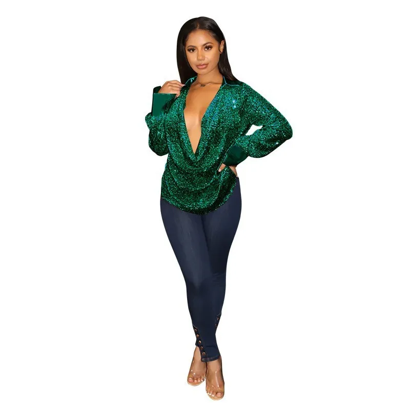 بلوزة بياقة متأرجحة للنساء قمصان بلوزات علوية ترتر موضة بلون سادة أسلوب بسيط كل مباراة مزاج فضفاض للتنقل #5