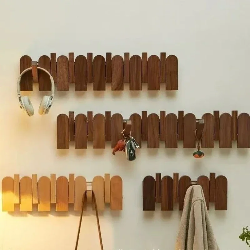 Solid Wood Coat Racks Creative Piano Key Hanging Clothes Rack Home Wall Multi-hook Coat Hook Hall
