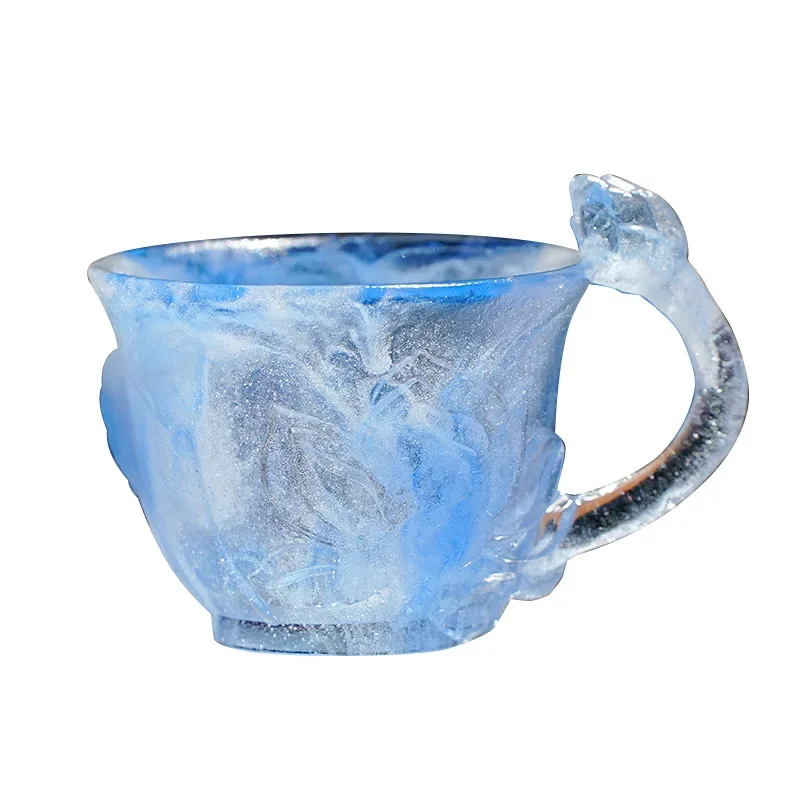 Glazed lotus leaves, lotus bones, relief, clear lotus cup, tea cup, no boiling water