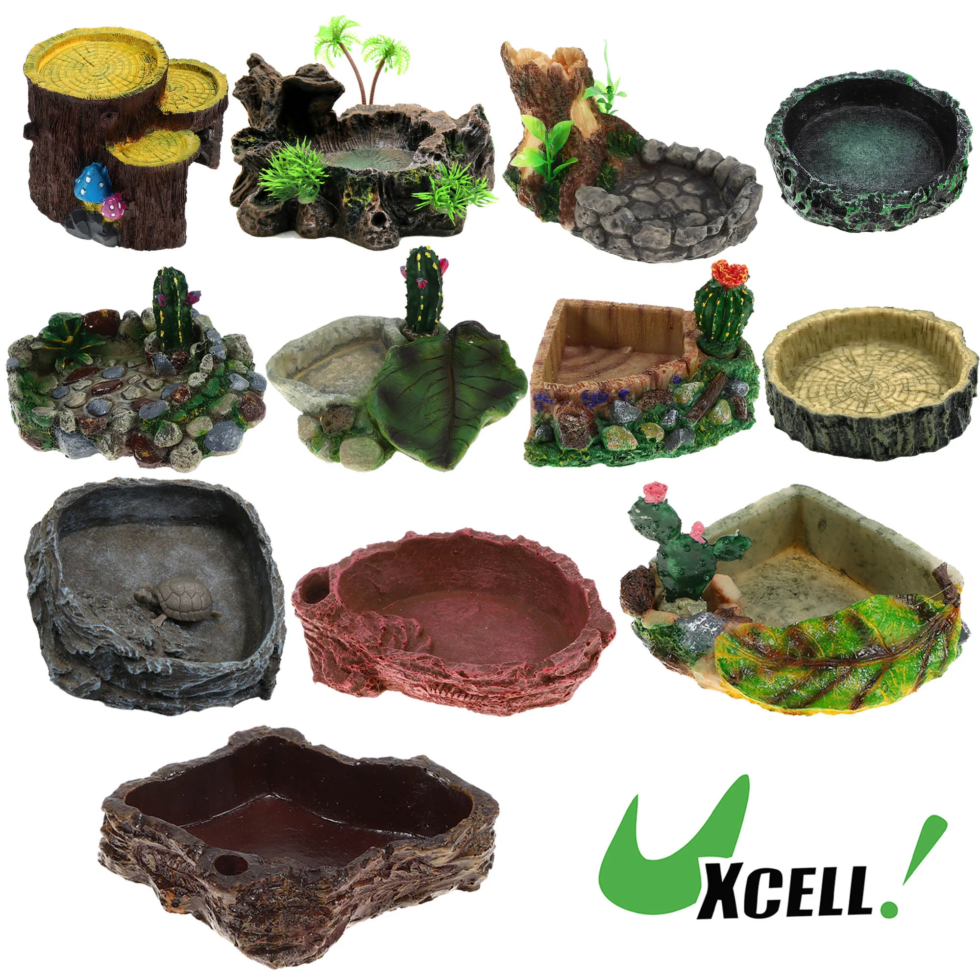 

UXCELL Reptile Pet Bowls Feeding Tools Worm Dish Cereus Food Feeder Water Dish Resin Bowl Frog Gecko Spiders Turtles Reptile