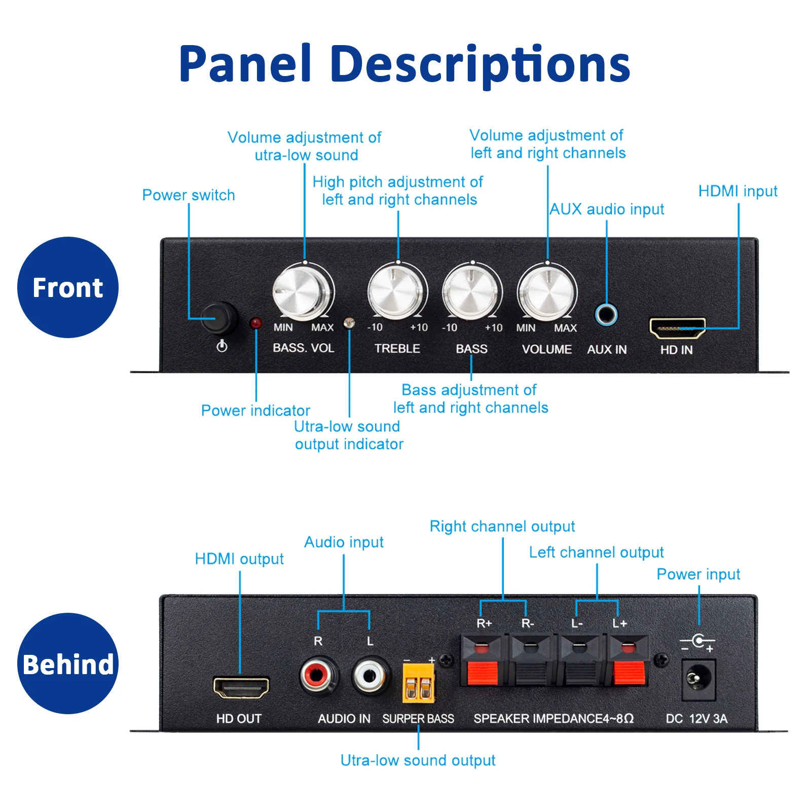 HiFi مكبر صوت بلوتوث 5.0 مضخم صوت جهير رقمي مع HDMI صغير أمبير سائق ضياع الموسيقى أمبير لاجتماع السيارات المنزلية
