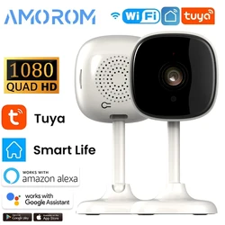 Amorom 1080P HD Wifi Ip Camera Night Home Surveillance Camera P2P Voice Video Monitor Ai Detect Tuya Ip Camera For Ios Android