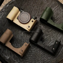 Genuine Leather Camera Cases with Base Camera Protective Bags Retro Cowhide Body Covers for Sony A7C A7CII Camera Backpack