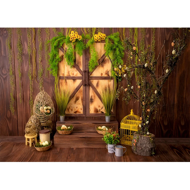 บ้านต้นไม้ในป่าอีสเตอร์ตุ๊กตารถบัสกระต่ายฉากหลังถ่ายภาพพื้นหลังสำหรับไปปิกนิกดอกไม้พื้นหลังสำหรับถ่ายภาพบุคคลในสตูดิโอถ่ายภาพ