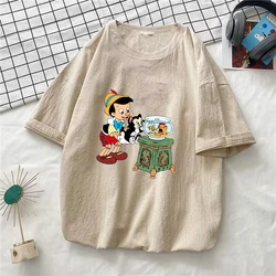 Cartoon Pinocchio uomo donna estate Casual T-Shirt Tees top T-Shirt in cotone lavato Streetwear magliette a maniche corte