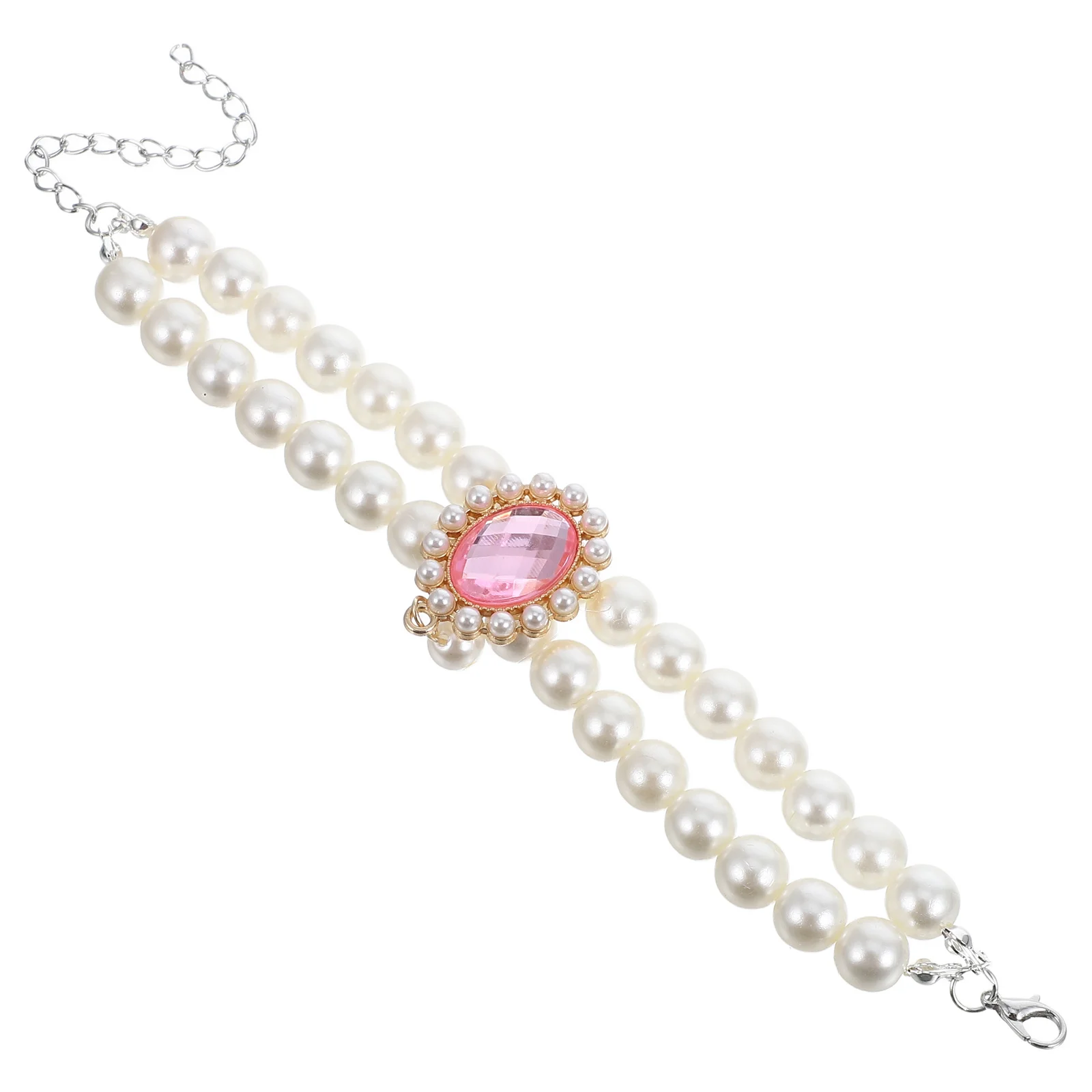 

Elegant Adjustable Double Layer Pearl Necklace for Small Dogs Cats with Decorative Charms Pet Jewelry Cat Collar