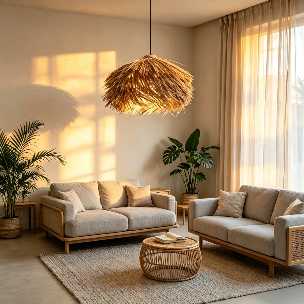 Rattan Pendant Lamp Grass woven Retro Wabi-sabi Pendant Light Restaurant Cafe Living Room Hanging Light Home Decor Chandelier