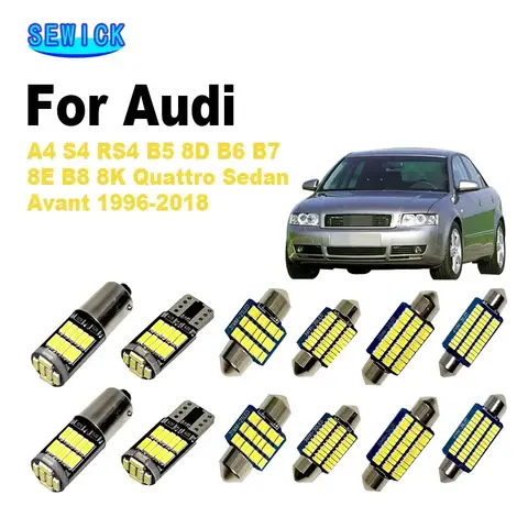 SEWICK 지도 돔 전구 Canbus For Audi A4 S4 RS4 B5 8D B6 B7 8E B8 8K Quattro Sedan Avant LED 인테리어 조명 키트 자동차 액세서리