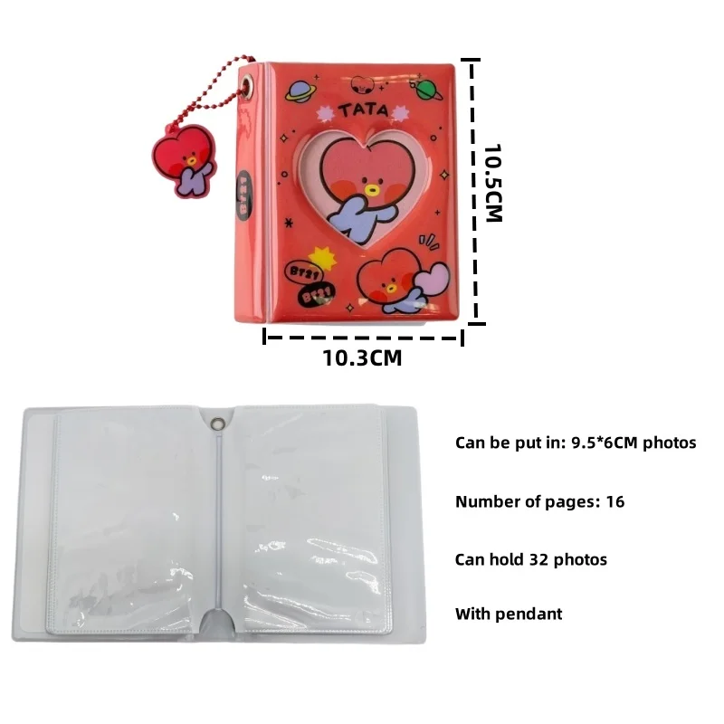 32Pcs Kawaii Bt21 Photo Album Card Storage Booklet Popular Korean Anime Koya Cooky 3 Inch Binder Photocard Holder Fans Collect