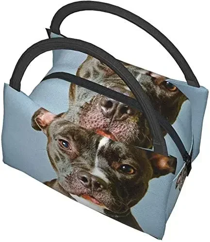 

Portable Insulated Lunch Bag Cute Pitbull Dog Waterproof Tote Bento Bag for Office