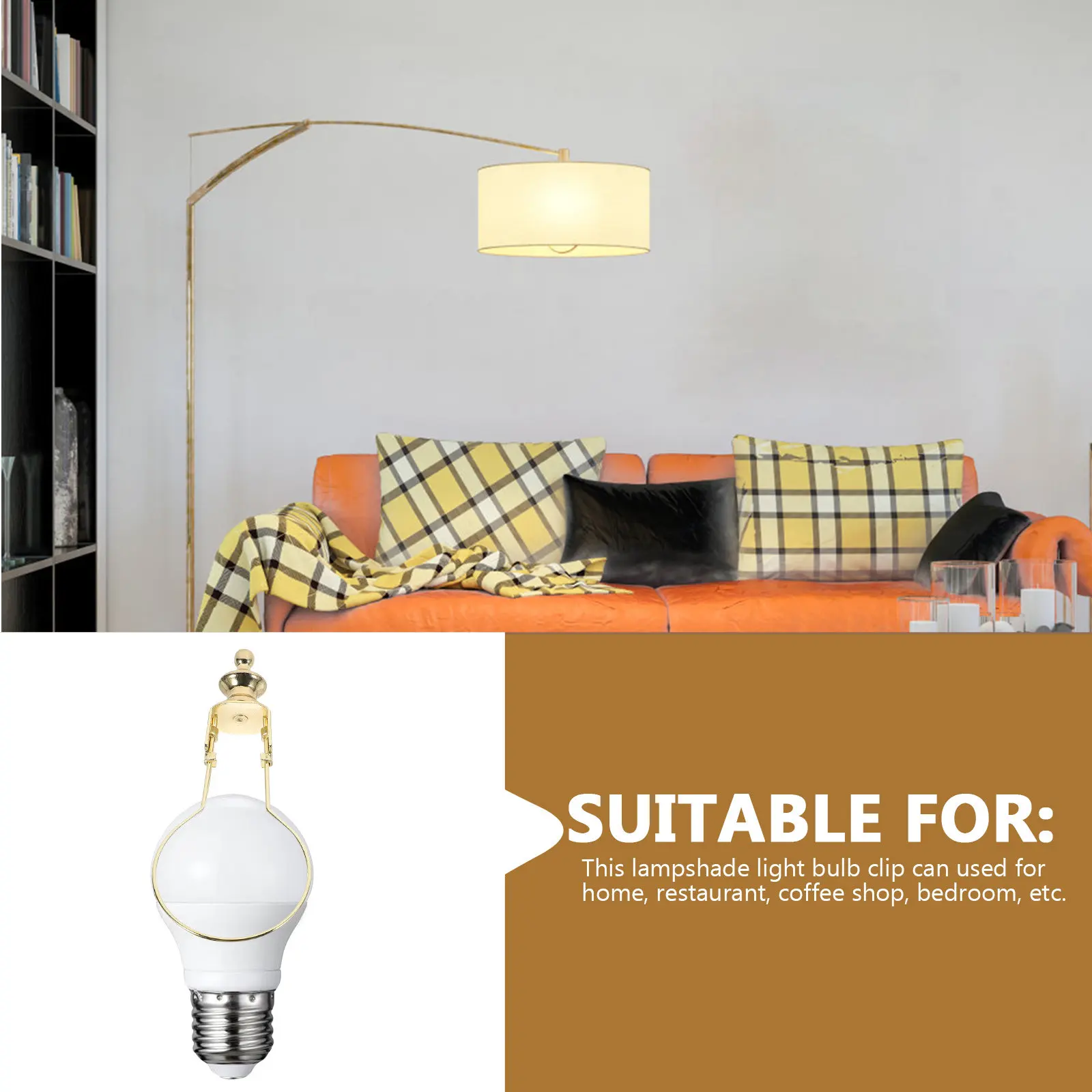 2 Pcs Adapter Lampshade Holder Clip on Finial Bulb Clips Golden for Light Bulbs