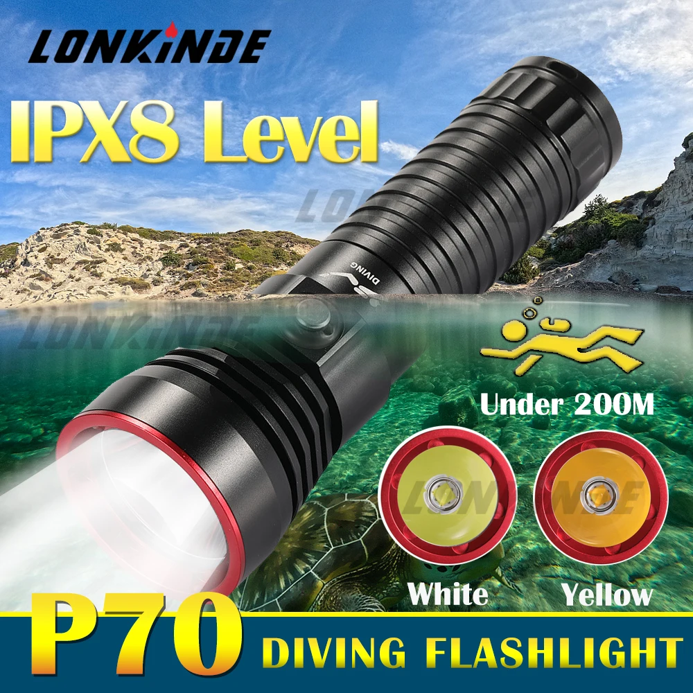 mergulho luz xhp702 ipx8 impermeavel scuba dive lanterna subaquatica 200m dive torch lampada lanterna 26650 10000lm profissional 01