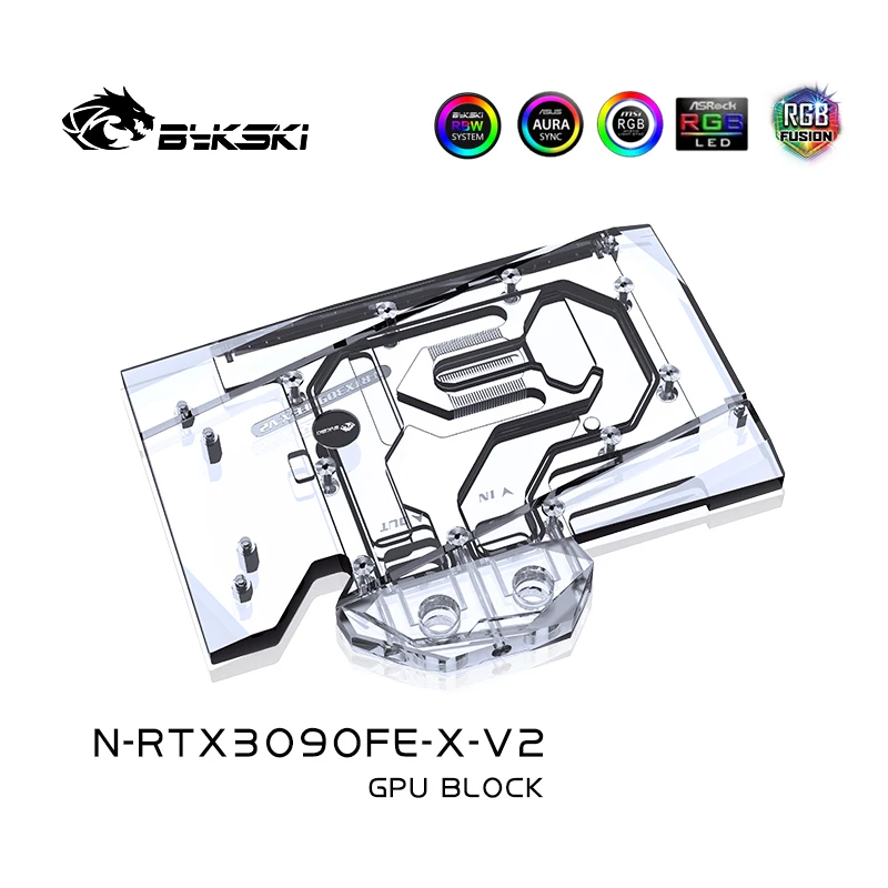 Bykski bloque de agua para NVIIDIA RTX 3090 edición fundadora tarjeta GPU/bloque de radiador de cobre de cubierta completa N-RTX3090FE-X-V2