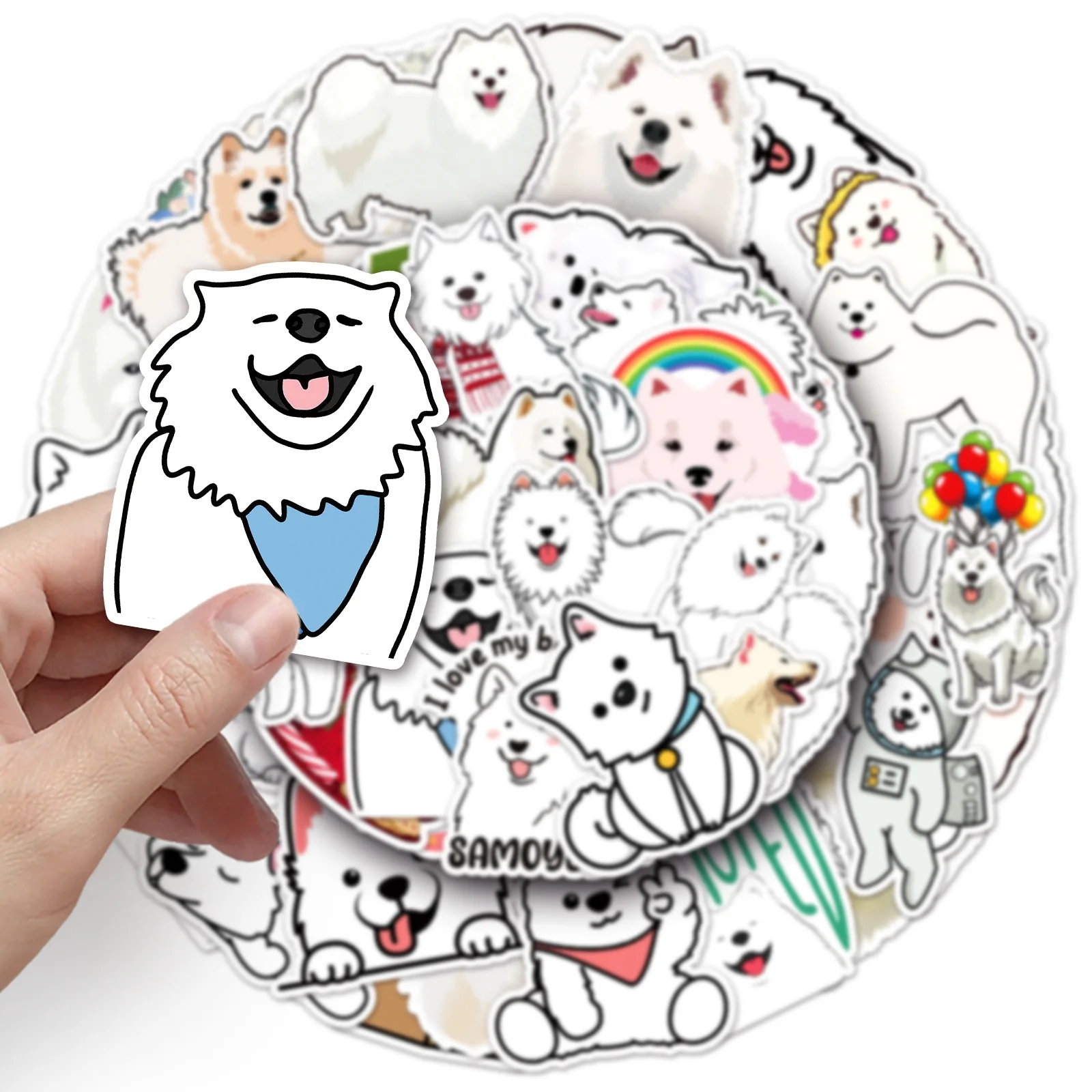 10/30/50PCS Cartoon Samoyed Cute Dog Sticker Animal iPad Luggage  Car Water Cup Guitar DIY Wall Sticker Toy Decoration Wholesale