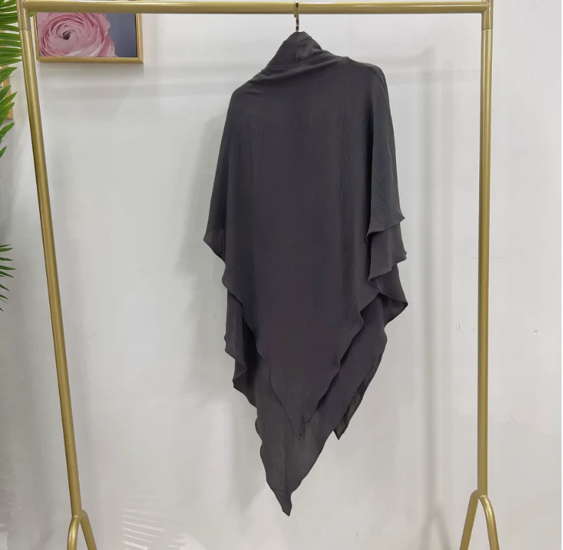 Oem Popular New Wholesale Hijab Muslim Women Crepe Khimar Hijab Modern Fashion  2 Layer Big Scarf  for Women