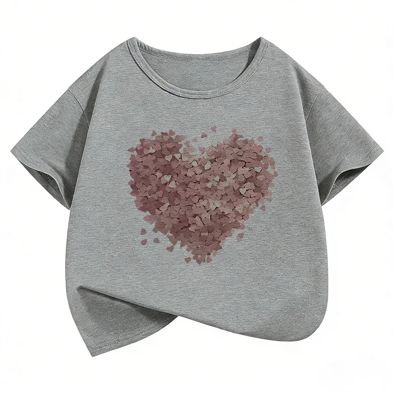 love heart Funny T Shirts fashion short sleeve Kids Children's T-shirt Boys Girls Summer Spring Casual Top Tee Shirt