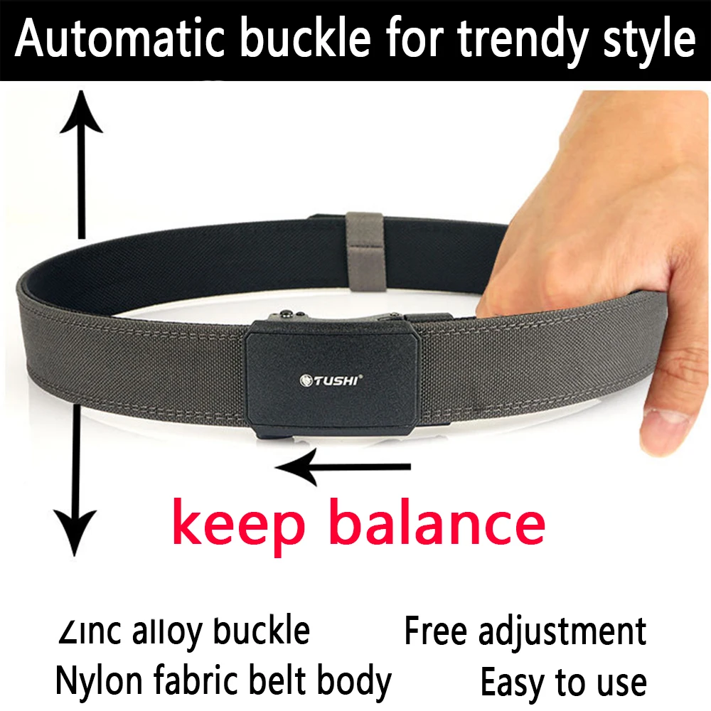 TUSHI New Hard Tactical Belt for Men Military Belt Sturdy Nylon gun Belt Metal Automatic Buckle Outdoor Girdle IPSC Accessories