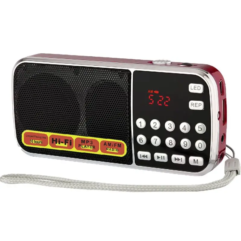 Gurbani Radio Super Bass Sound AM/FM Radio King L-088AM with TF USB AUX Earphone Flashlight LED Display Rechargeable Battery