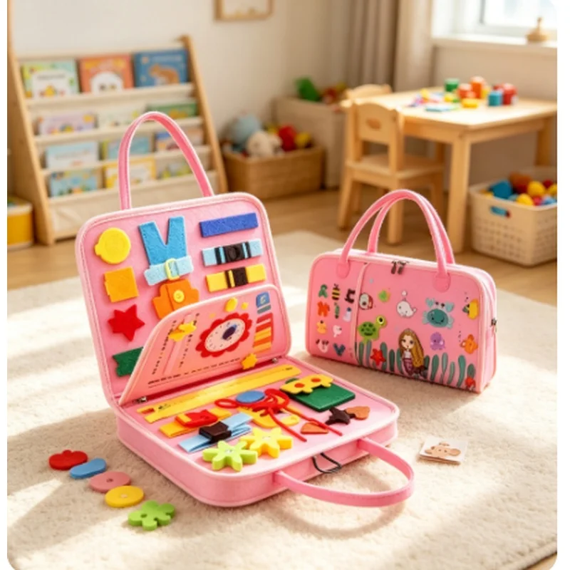 Portable Montessori Busy Board Toddler Sensory Educational Toy