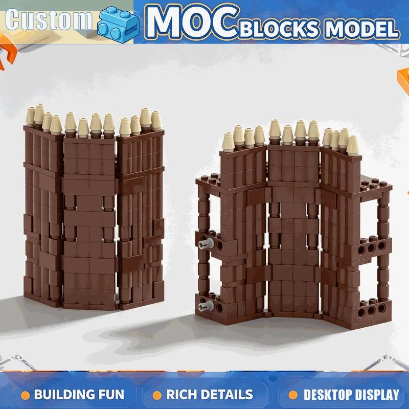 ​212Pcs Modular Castle Palisade Hinge Set Building Blocks Architecture Model Assembly Kit Creative Home Display Collection Gift