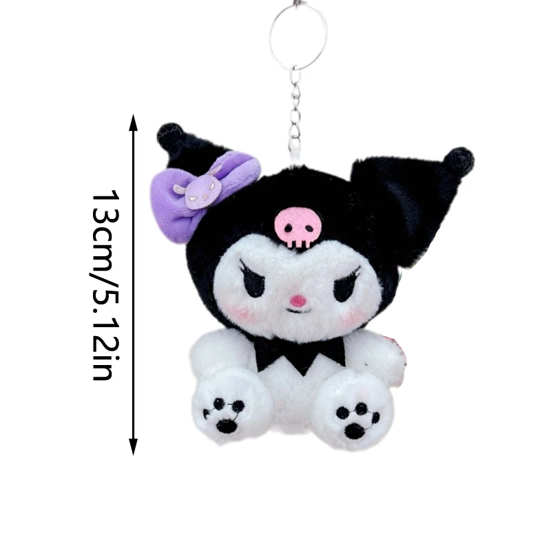 Kawaii Sanrio Kuromi mainan mewah kartun Cinnamoroll My Melody gantungan kunci boneka liontin mobil cincin ransel dekorasi tas