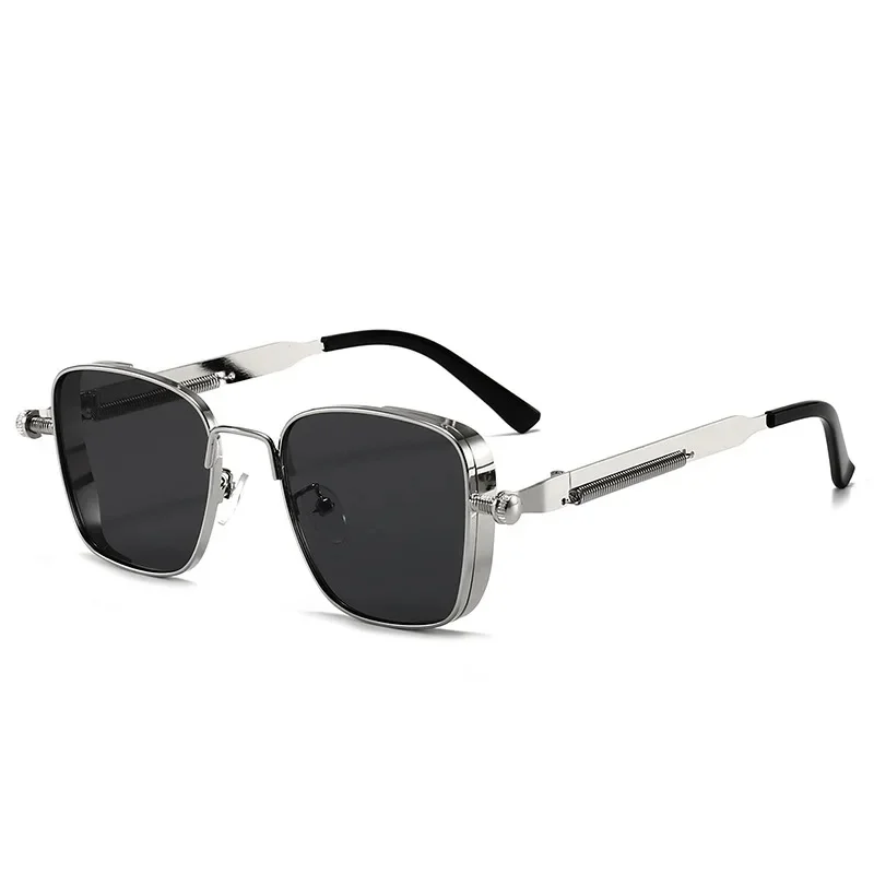 New European and American Retro Box Edging Steam Punk Men's Sunglasses with Personalized Metal Springs, Indian Sunglasses