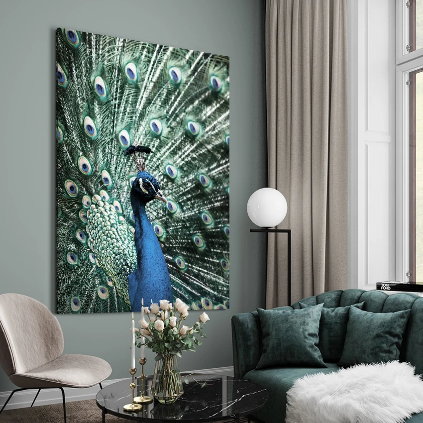 Jungle Wild Animals Wall Art Canvas Painting with Frame Elephant Peacock Tiger Parrot Flamingo Poser Modern Abstract Picture