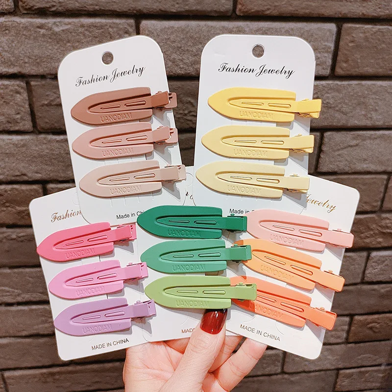 Colorful Korean hairpin frosted metal hair clip cute forehead bangs clip face wash makeup duckbill hairpin for women