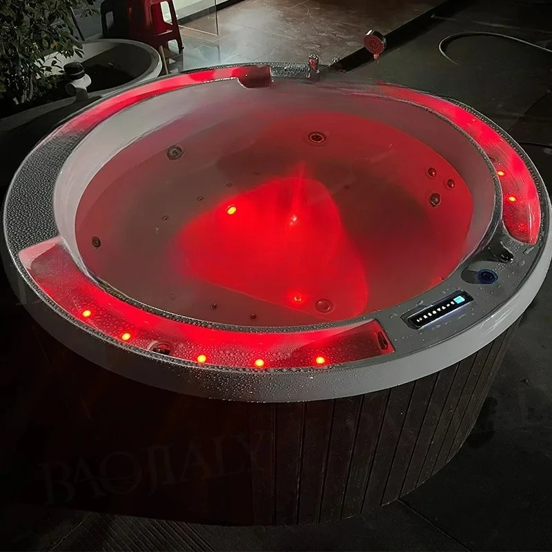 Factory Direct 2026 Acrylic round independent tank 3 people constant temperature surfing large pool massage swimming pool outdoo