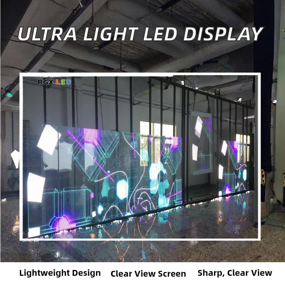 Ultra Light Full Color HD P3.9-P7.8 Panels Screen Adhesive Film LED Display Transparent Digital Flexible Curtain Glass