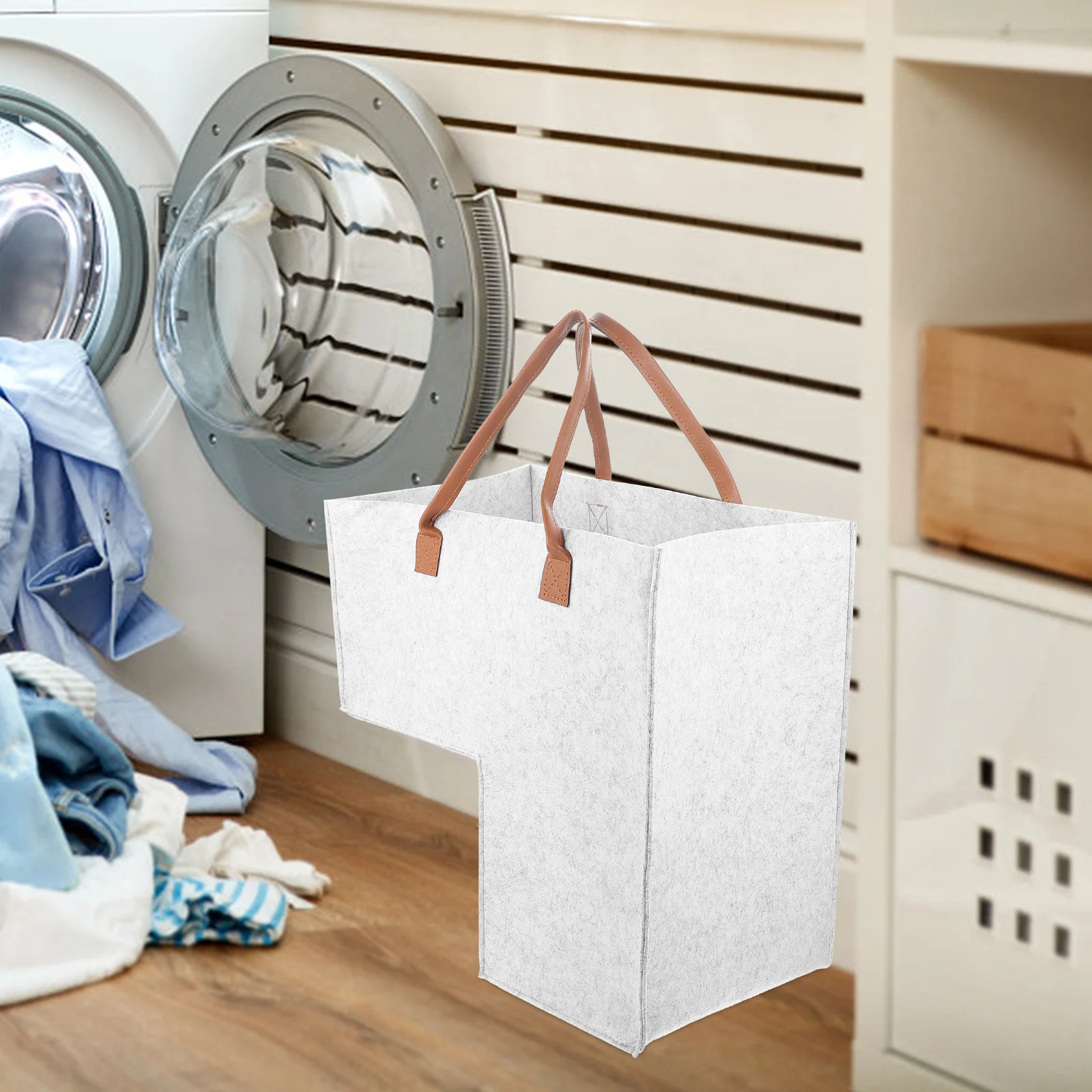 

L-Shaped Laundry For Stairs Large Capacity Clothes Storage Basket Household Felt Sundries Organizer Holder Dirt Clothes