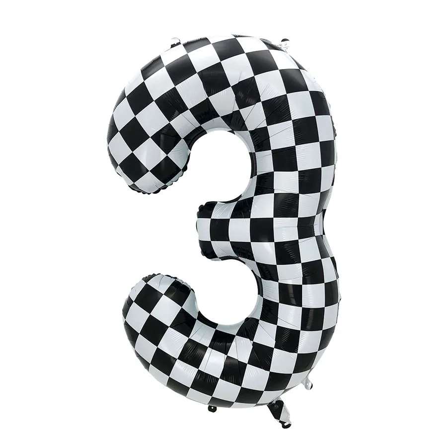 40 Zoll karierter digitaler Ballon, große schwarz-weiße Zahl 0–9, Folienballons für Rennwagen, Geburtstag, Motor, Party, Dekoration – Detail 11