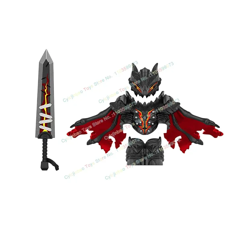 Gioco Anime Black Armor War Horse Building Blocks Rose Shields Spada Accessori Action Figures Modelli Bambini per giocattoli GP105-108