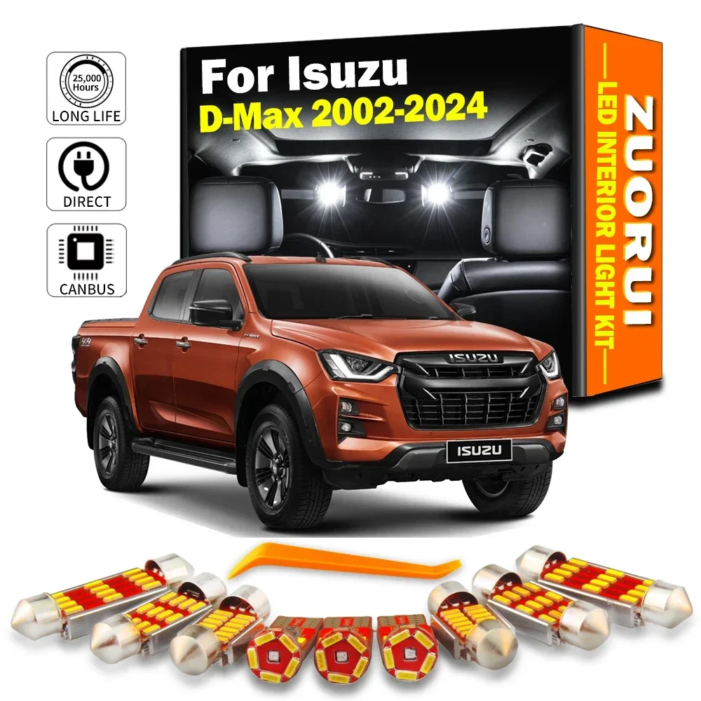 8Pcs LED Interior Map Dome Reading Light Kit For Isuzu D-Max Dmax 2002- 2018 2019 2020 2021 2022 2023 2024 License Plate Bulbs