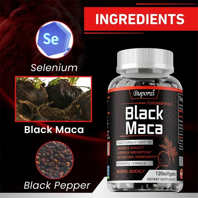 Black Maca Supplement - Hormonal Balance, Increases Muscle Mass, Promotes Muscle Growth, Endurance and Vitality