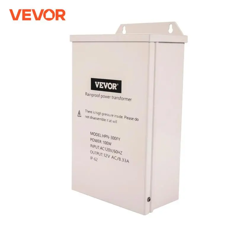 VEVOR Low Voltage Transformer 100/300W Outdoor Landscape Lighting Transformer Weatherproof Pool/Spa/Landscape Lighting Spotlight