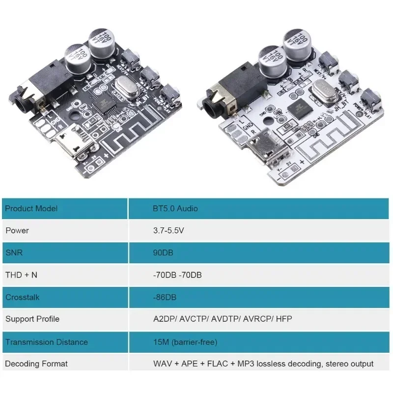 Carte PCB avec boutons, version 5.0, sortie 3.5 évitée, récepteur audio Bluetooth