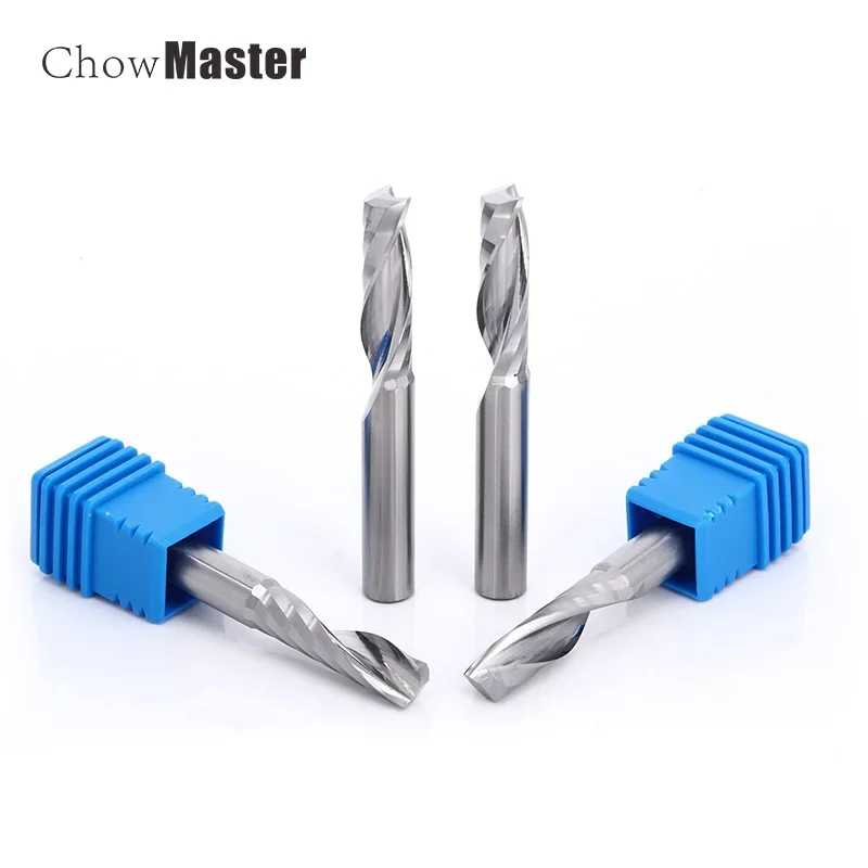 Brocas enrutadoras en espiral de una sola flauta, 3.175/4/6/8mm para cortar madera/plástico/madera, fresa CNC acrílica, 1 fresas de extremo de flauta