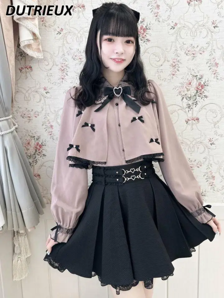 Rojita Lolita estilo japonés Color sólido moda dulce lindo faldas de cintura alta mujeres Primavera Verano 2025 nueva Falda corta de mujer