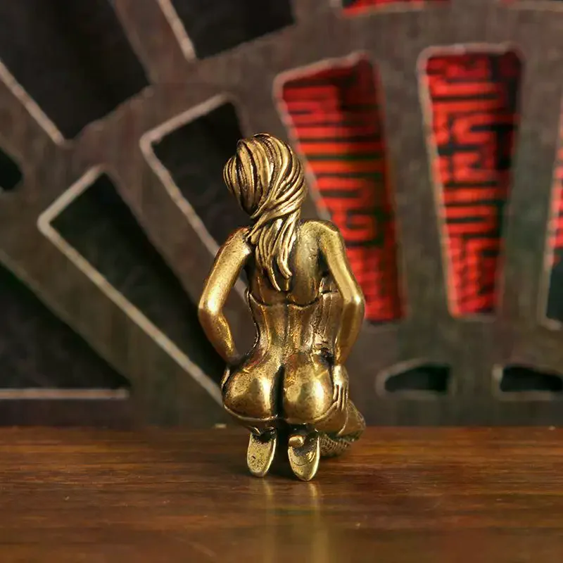 Kneeling Nude Lady Statue Kneeling Women Figurines Nude Brass Ornament For Home Bookshelf Bedroom Decor