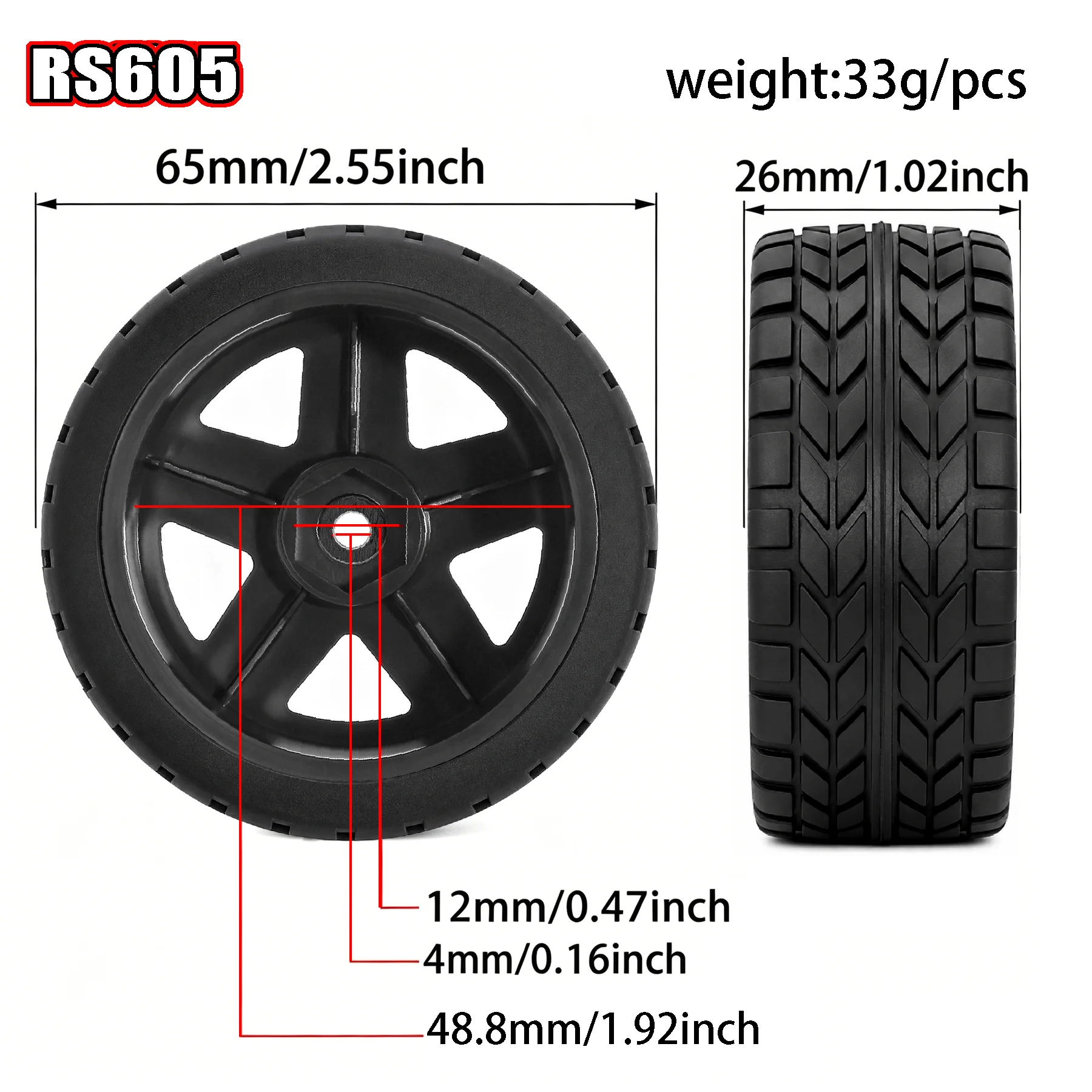 RED SPIDER 4Pcs 65mm 1/10 RC Drift Tires Wheels for 1:10 RC Rally Car Tamiya TT01 TT02 XV01 XV02 PTG-2 HSP  Kyosho Upgrade Parts