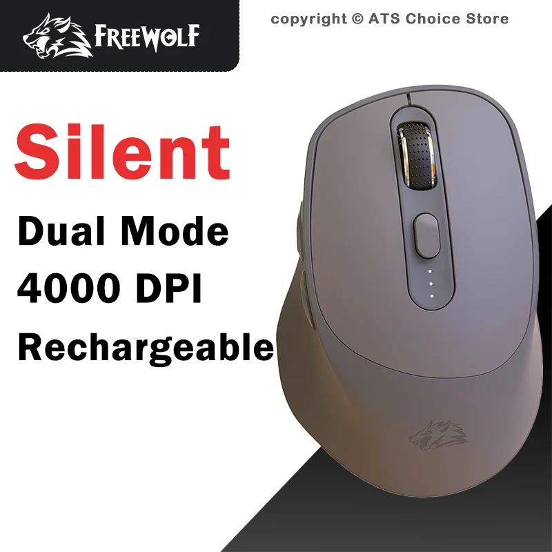 

FREEWOLF X7 Wireless Mouse Bluetooth & 2.4G Dual Mode Silent Rechargeable 4000 DPI Battery Indicator Ergonomic for Office&Home